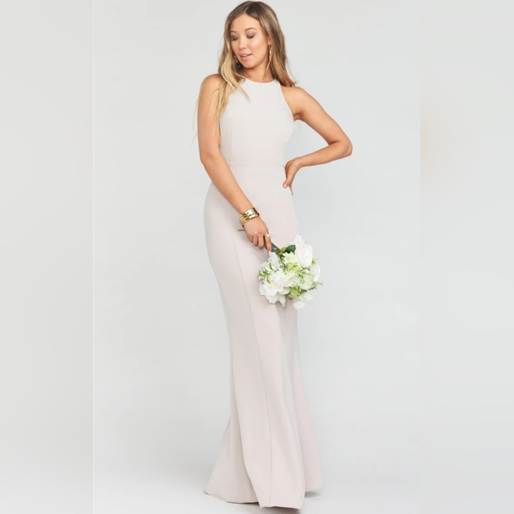 Show me your Mumu Chicago High Neck Gown Show Me The Ring Stretch Crepe NWT